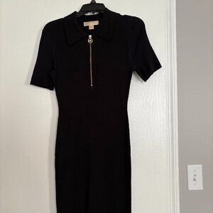 Black Michael Kors Ribbed Midi Dress